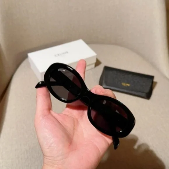 Celine Black Oval Sunglasses | SHOPBOP Chic Simple Designer Shades - Picture 5 of 8